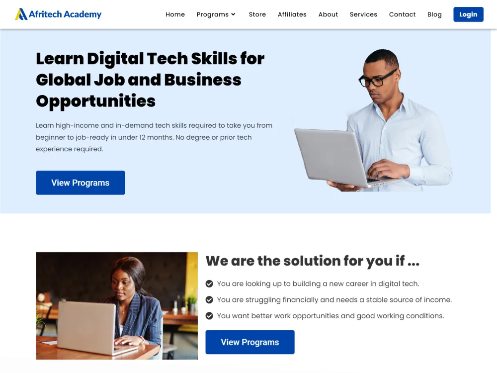 Afritech Academy website