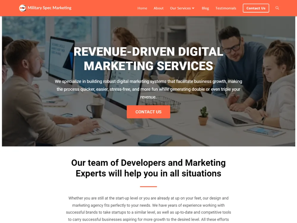 Military Spec Marketing website