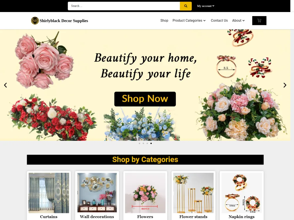 Shirlyblack Decor Supplies website