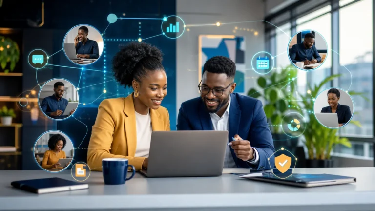 African small-business team coordinating AI agents across customer service, sales and operations