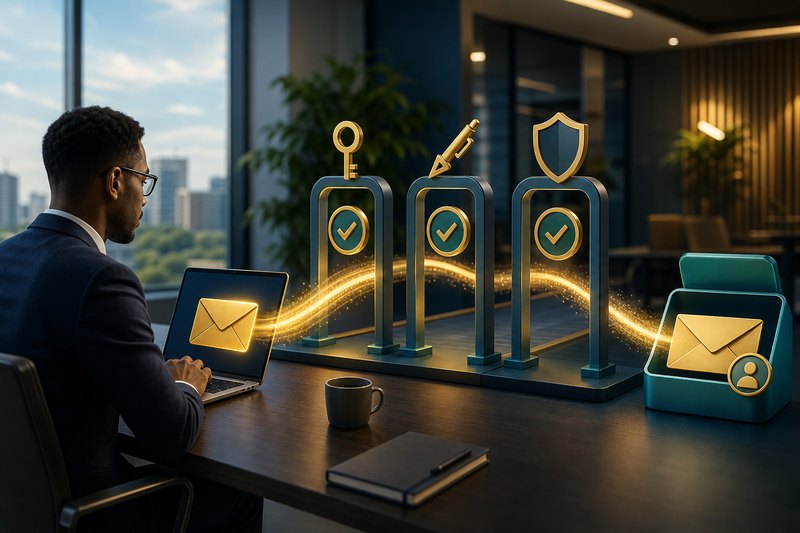 Business email passing authentication checks and reaching a customer inbox