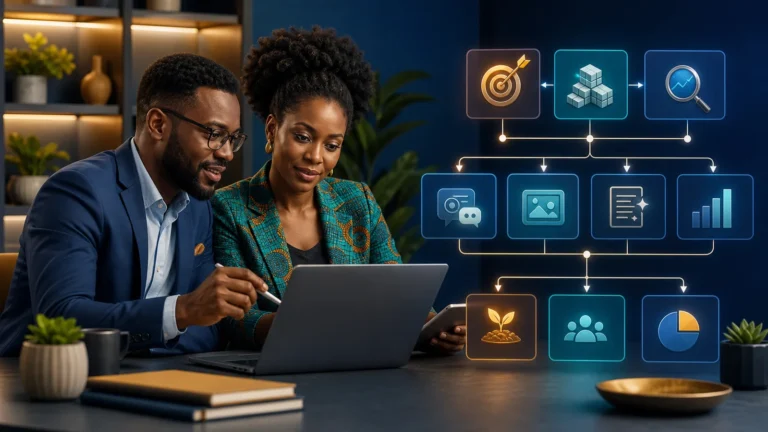 African business owner evaluating practical AI opportunities and measurable pilot projects